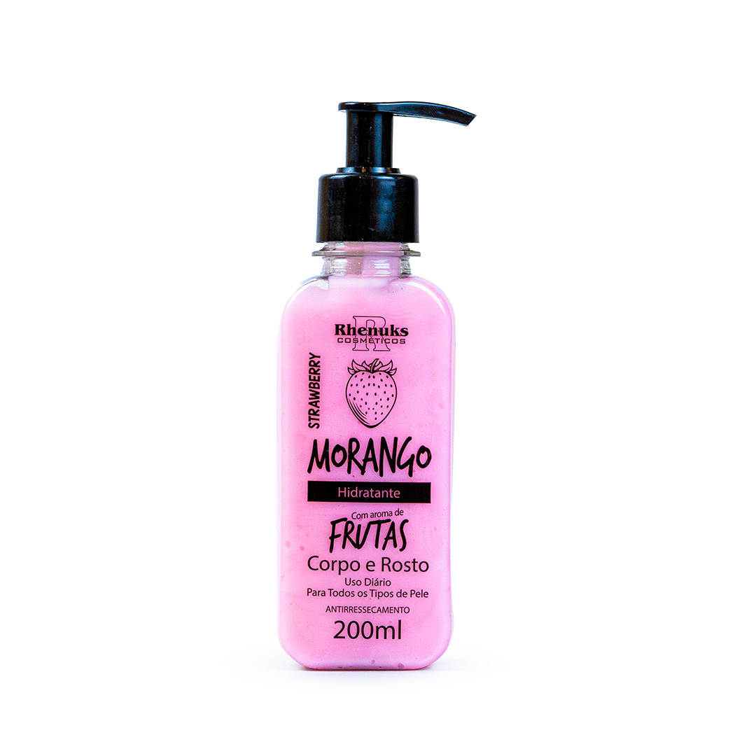 Hidratante Corporal e Facial Morango 200ml Rhenuks Cosméticos