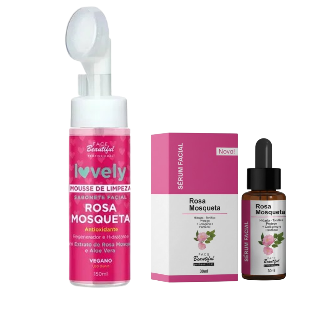 Kit Rosa Mosqueta Mousse de Limpeza Facial + Sérum Rosa Mosqueta Face Beautiful