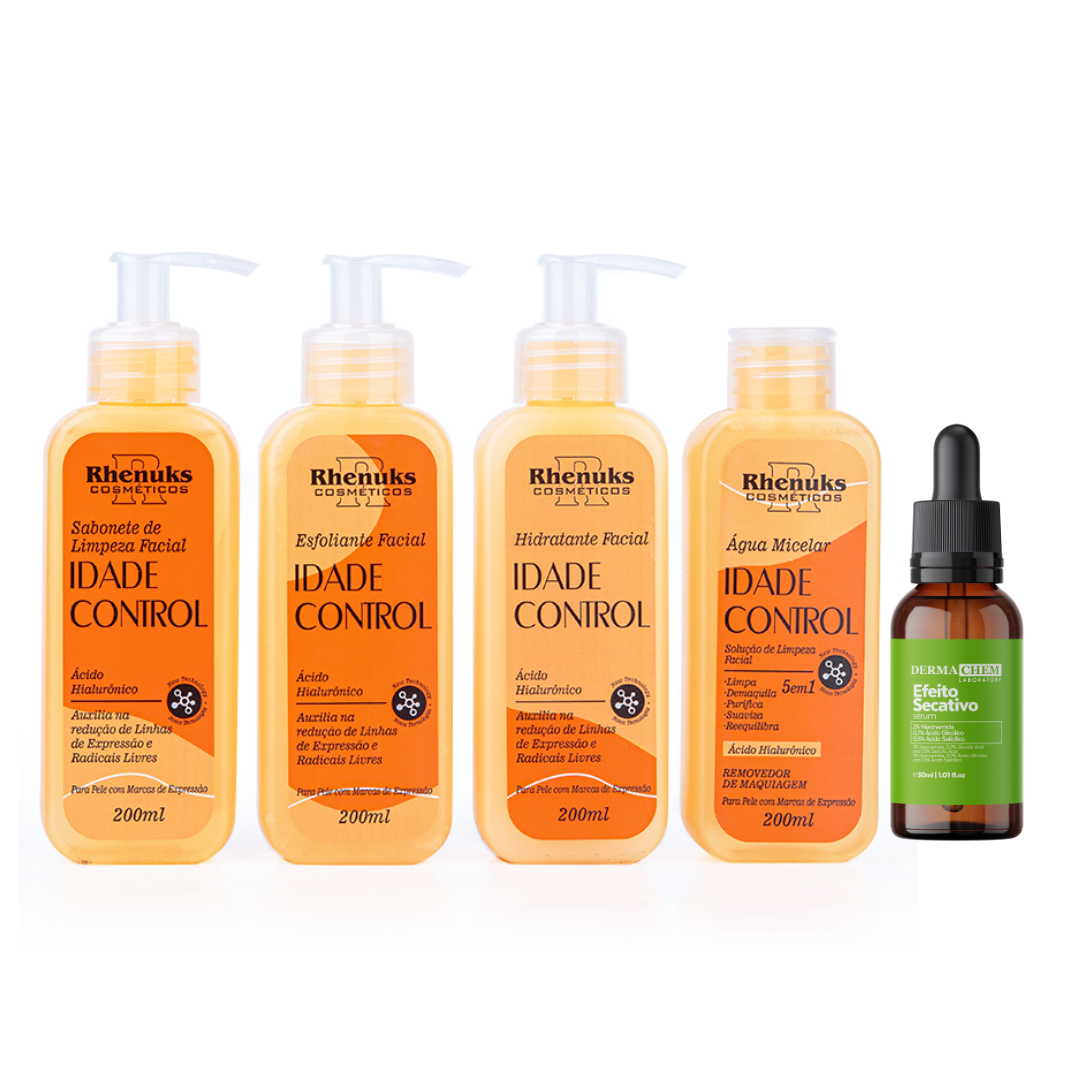Kit SkinCare Anti Idade Vitamina C Rhenuks + Sérum Efeito Secativo Dermachem