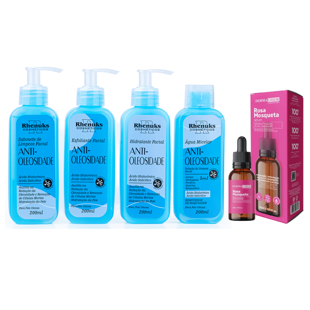 Kit Skincare Anti-Oleosidade + Sérum Rosa Mosqueta Dermachem