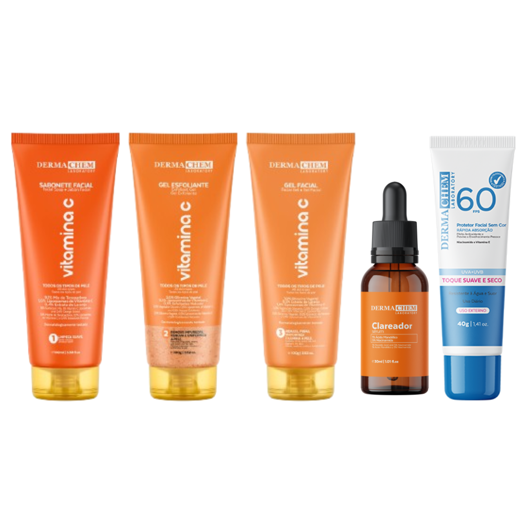 Kit Completo Vitamina C + Clareador com Proteção Solar  DermaChem