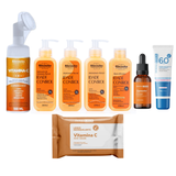Kit SkinCare Anti Idade Vitamina C Rhenuks + Espuma Vitamina C + Sérum Clareador Dermachem + Protetor Solar FPS 60 + Lenço Demaquilante Vitamina C
