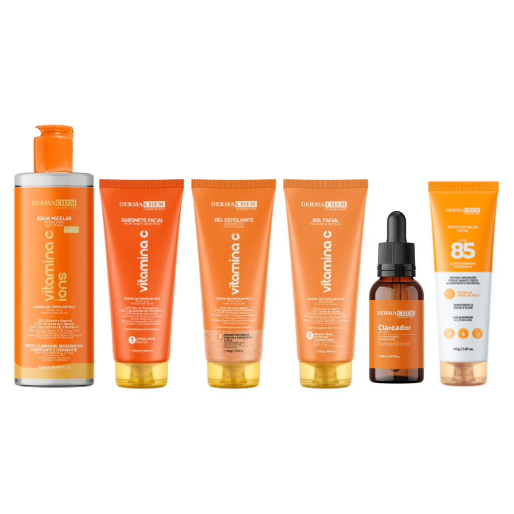 Kit Rotina Essencial Vitamina C  Clareador com Protetor Solar Efeito Matte FPS 85 Dermachem
