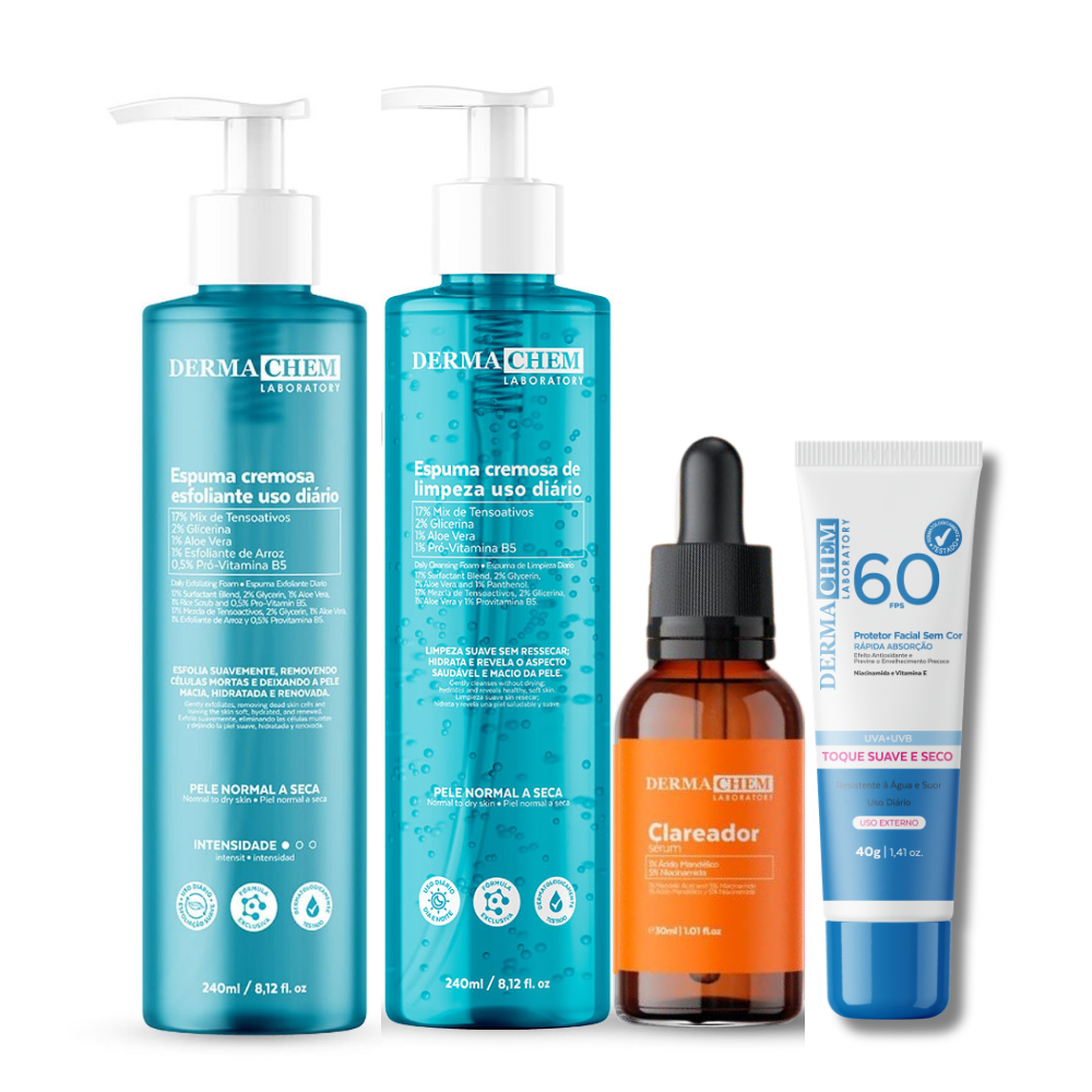 Kit Super Limpeza, Esfoliação e Clareamento com Proteção