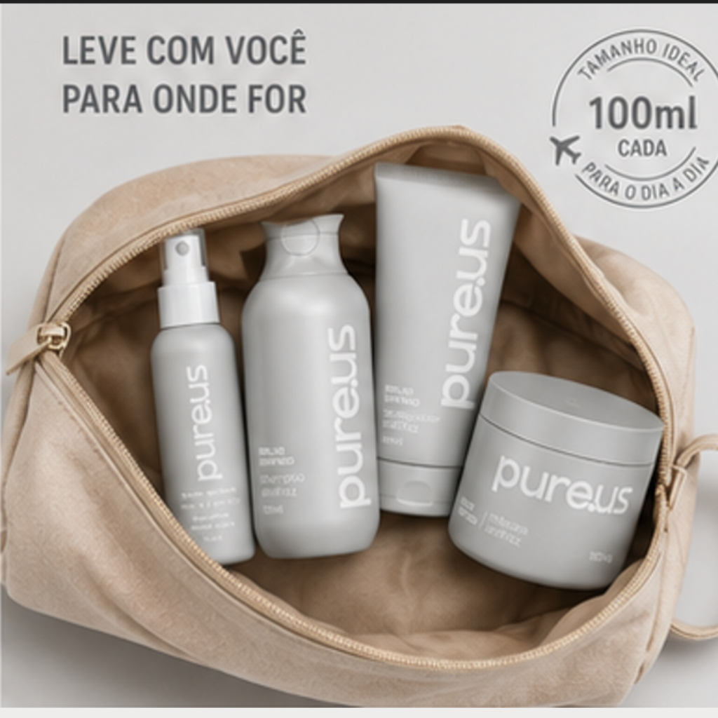 Kit Completo Capilar Brilho Extremo Anti Frizz Pure Us – 4 Itens